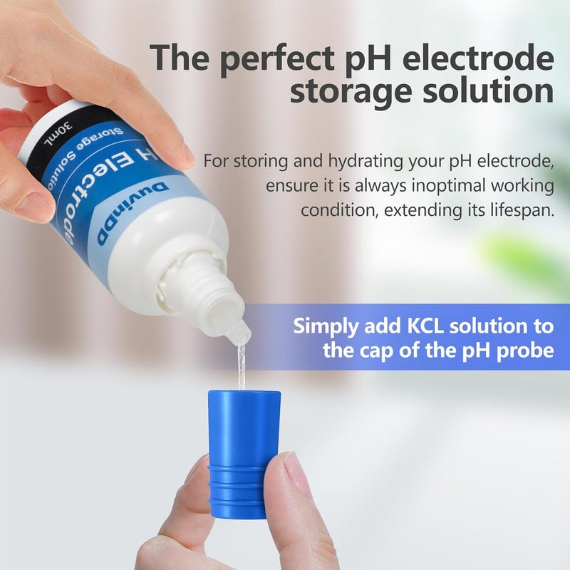 DuvinDD pH Calibration Buffer Solution Kit pH 4.00/7.00/10.01, for Precisely Calibrate pH Meter and pH Tester, Plus 30ml KCL pH Probe Storage Solution - Image 3